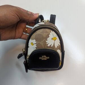 Coach Tan and Black Mini Bag with Daisy Accents